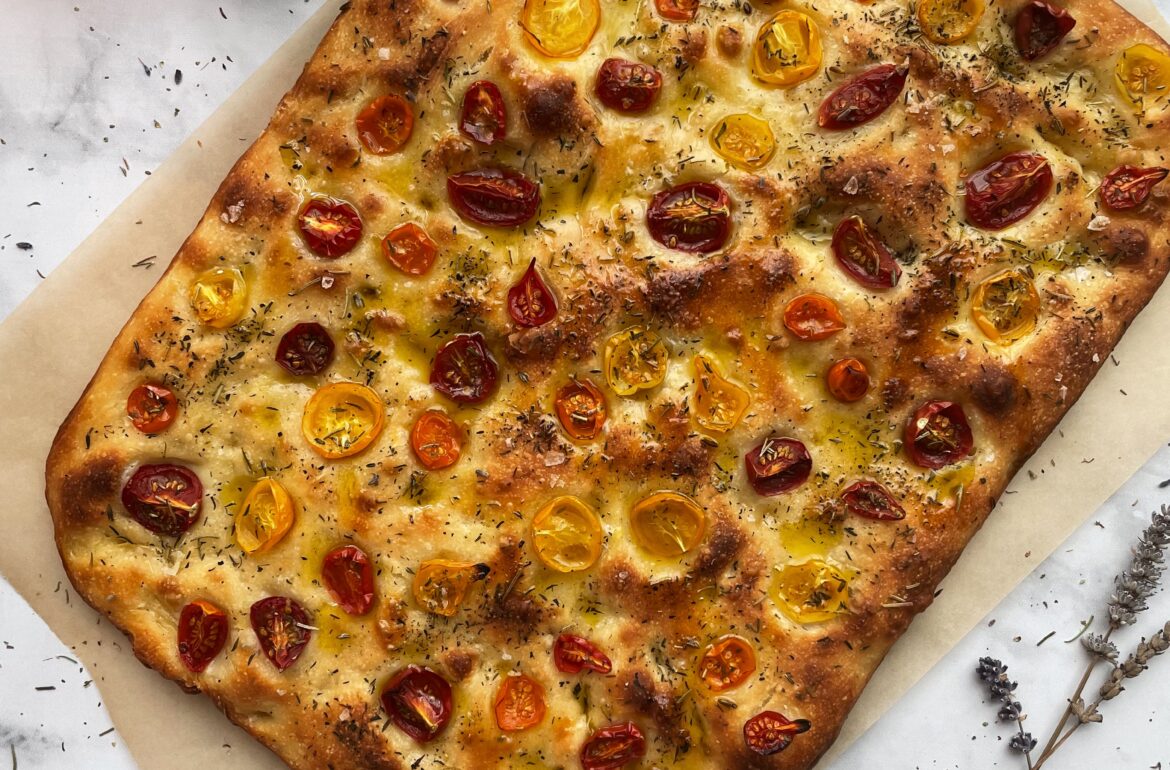 Overnight Focaccia with Herbs de Provence - Victoria's Lavender